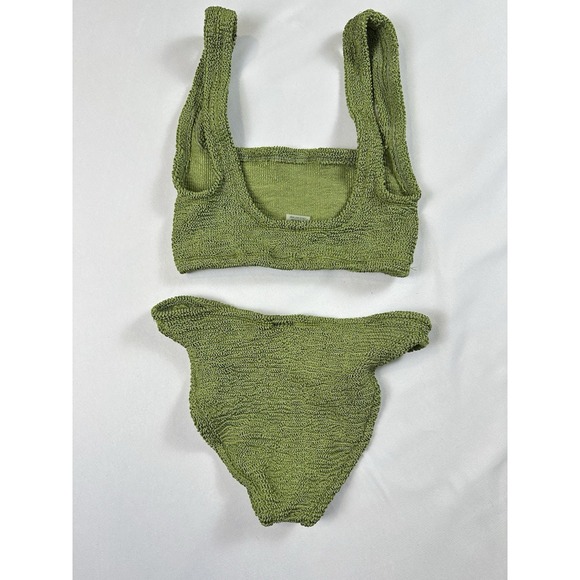 Hunza G Xandra Crinkle Juno Twist Bikini set sz O/S Olive Green NWOT - Picture 4 of 5